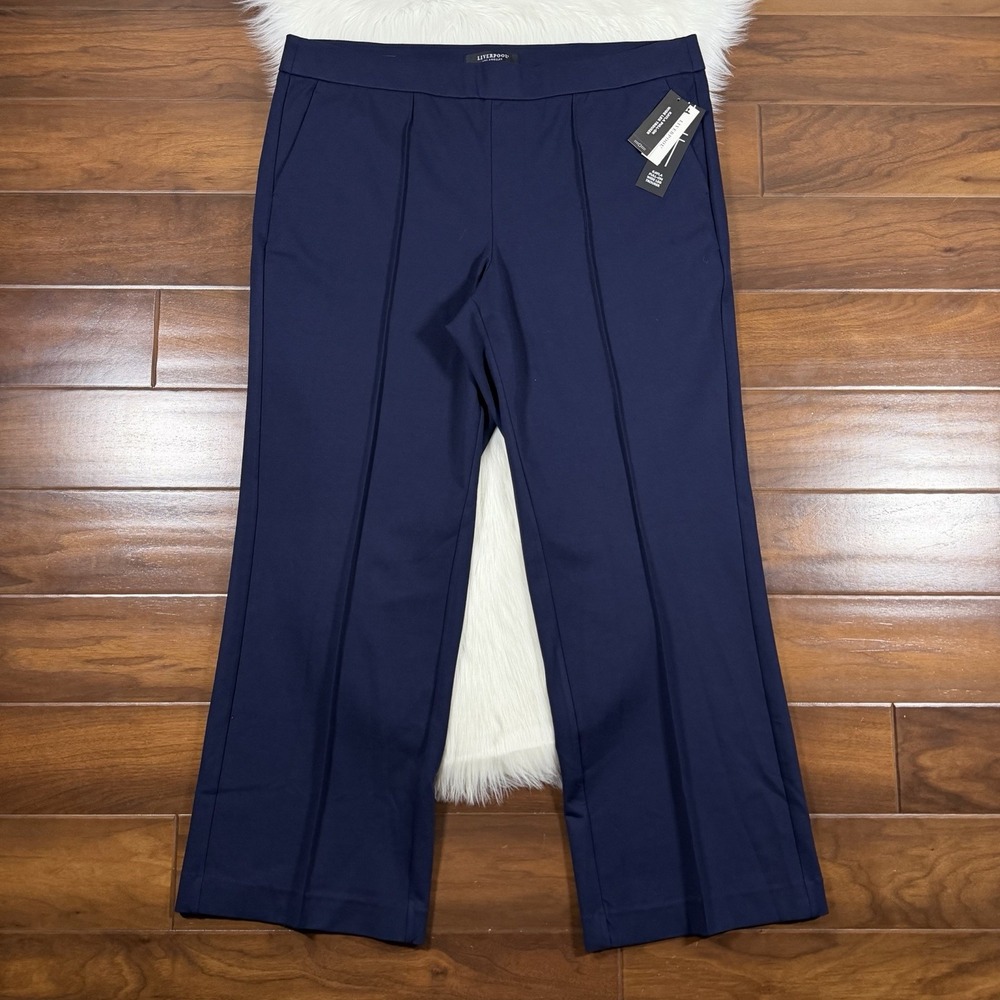Liverpool Women's Size 20 W Blue Kayla Ponte Knit Wide Leg Pull On Trouser Pants